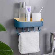 blue shower shelf wall mounted storage-organizer with towel bar, 🚿 razor holder - bathroom, kitchen, dorm storage shelf - no drilling required logo