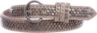 womens riveted circle studded leather logo