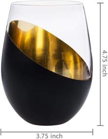 img 1 attached to 🍷 Set of 4 Matte Black &amp; Gold Stemless Wine Glasses by MyGift