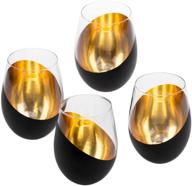 🍷 set of 4 matte black &amp; gold stemless wine glasses by mygift logo