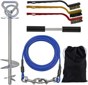 img 4 attached to 🐾 Stainless Steel Stake for Dog Tie Out - Rust-Free, 30FT Cable Included, Spiral Ground Anchor for Small Medium Large Dog, Dog Runner, Up to 100 LBS Dog - Ideal for Camping, Beach, Lawn