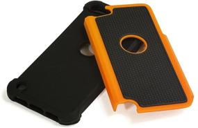 img 3 attached to 📱 Bastex Heavy Duty Hybrid Protective Case - Black and Orange Shock Design for iPod Touch 5 & 6