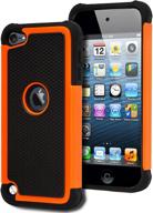 📱 bastex heavy duty hybrid protective case - black and orange shock design for ipod touch 5 & 6 logo