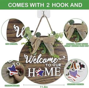 img 3 attached to 🌼 Jesdoo Interchangeable Welcome Home Sign: Seasonal Front Porch Door Decor with 14 Changeable Seasonal Icons for Halloween, Christmas, Independence Day, and more - Rustic Wood Wall Hanger for Housewarming Gift