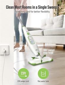 img 3 attached to TOPPIN Steam Mop - Long 23ft Power Cord and Large 380ml Water Tank, Adjustable 3 Steam Levels, Includes 2 Steam Mop Pads, Lightweight Steam Cleaner for Hardwood Floor, Marble, Laminate, Tile