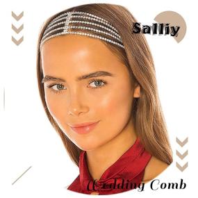 img 3 attached to 💎 Salliy Wedding Hair Comb Blue Leaf Bridal Hair Piece: Sparkling Silver Rhinestone Hair Accessories for Women and Girls (N)