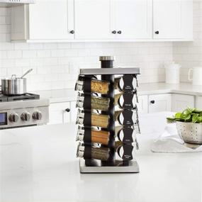 img 3 attached to 🌶️ Orii Rotunda 20-Jar Spice Rack with Spices & Top Label - Rotating Standing Shelf Holder & Countertop Spice Rack Organizer for Kitchen Spices, Free 5-Year Spice Refill (Silver Black)