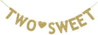 🎉 double the fun: twins' 2nd birthday party and baby shower banner - sparkling gold glitter paper decorations for baby girl/guy's celebration logo