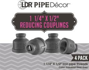img 2 attached to 🔩 Industrial Steel Grey LDR 1-1/4 x ½ -Inch Reducing Coupling Pipe Fittings (4-Pack), Dark Metal by PIPE DÉCOR