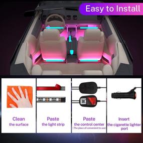 img 1 attached to WILLED Upgraded Interior Car Lights: Controller & APP Control, Waterproof Multi-Color Under Dash Lighting Kits with Car Charger, Music Sync, 4pcs 48 LEDs, DC12V