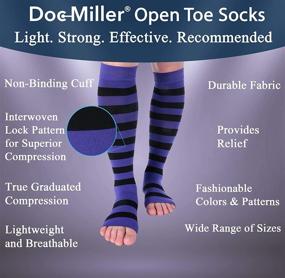 img 2 attached to 🧦 Doc Miller Open Toe Compression Socks - 1 Pair, Firm 15-20 mmHg Graduated Support for Circulation, Surgery Recovery