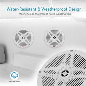 img 2 attached to 🔊 2-way IP-X4 Waterproof Bluetooth Marine Speakers - 6.5 Inch, Weather Resistant Outdoor Audio System with 600 Watt Power, Low Profile Design - 1 Pair, White - Pyle PLMRBT65W