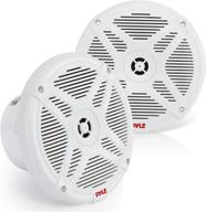 🔊 2-way ip-x4 waterproof bluetooth marine speakers - 6.5 inch, weather resistant outdoor audio system with 600 watt power, low profile design - 1 pair, white - pyle plmrbt65w logo