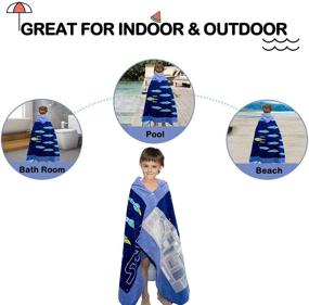 img 1 attached to 🚀 Wowelife Hooded Poncho Towel Rocket Blue - 100% Cotton Beach Towels for Boys | Super Soft & Absorbent 30 x 60 Inch with Hooded Design (Blue Rockets)