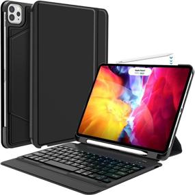 img 4 attached to 11-inch iPad Pro 2021 Keyboard Case - Wireless Detachable, with Pencil Holder, Flip Stand Cover - One Piece-BK for iPad Pro 11-inch (3rd Generation, 2nd/1st Gen)