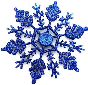 img 1 attached to ❄️ Sparkling Glitter Snowflake Ornaments for Christmas Tree - Set of 24 Large Acrylic Snowflakes for Winter Decor - Perfect for Home Wedding Party Window Decoration - Blue