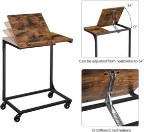 img 3 attached to Industrial Style VASAGLE Tilting Top Side Table with Lockable Wheels, Adjustable Angle - Easy Assembly, Rustic Brown and Black - Ideal for Living Room or Bedroom - ULET352B01V1