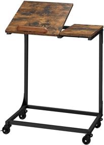 img 4 attached to Industrial Style VASAGLE Tilting Top Side Table with Lockable Wheels, Adjustable Angle - Easy Assembly, Rustic Brown and Black - Ideal for Living Room or Bedroom - ULET352B01V1