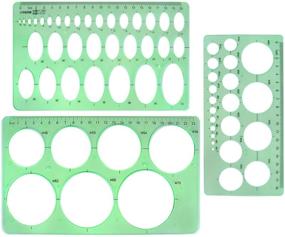 img 4 attached to 📐 BronaGrand 3pcs Circle and Oval Stencils Set - Clear Green Plastic Measuring Templates and Geometric Rulers for Drafting and Drawing