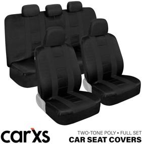 img 4 attached to 🚗 Enhance Your Ride with carXS Forza Black Seat Covers for Cars – Full Set of Two-Tone Front and Rear Split Bench Seat Covers for Ultimate Protection and Style, Universally Compatible Car Seat Protectors and Interior Accessories!