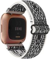 📿 elastic adjustable watch band for fitbit versa/versa 2/versa lite - women's stretch sport strap bracelet wristband for fitbit versa smart watch logo