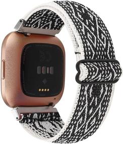 img 4 attached to 📿 Elastic Adjustable Watch Band for Fitbit Versa/Versa 2/Versa Lite - Women's Stretch Sport Strap Bracelet Wristband for Fitbit Versa Smart Watch