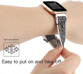 img 1 attached to 📿 Elastic Adjustable Watch Band for Fitbit Versa/Versa 2/Versa Lite - Women's Stretch Sport Strap Bracelet Wristband for Fitbit Versa Smart Watch