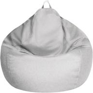 🪑 swroom medium premium bean bag chair cover without filling - adults, teens, kids - stuffed animal storage & memory foam - soft cotton linen zipper beanbag - light gray, 32x36in (80cm x 90cm) логотип