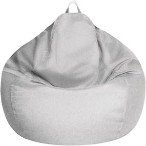 img 4 attached to 🪑 SWROOM Medium Premium Bean Bag Chair Cover Without Filling - Adults, Teens, Kids - Stuffed Animal Storage & Memory Foam - Soft Cotton Linen Zipper Beanbag - Light Gray, 32x36in (80cm x 90cm)