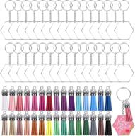 120pc duufin key ring acrylic blanks keychain tassel set - includes 30 clear hexagon acrylic keychain blanks, 30 key rings with chain, 30 keychain tassel pendants, and 30 jump rings logo