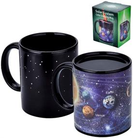 img 4 attached to 🌞 Discover the Antner Magic: Solar System Ceramic Heat Sensitive Color Changing Coffee Mug - 12 oz