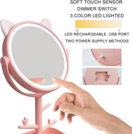 💄 portable high definition vanity mirror with lights, desk mirror lights, touch-screen control, 360° rotation, usb port - pink logo