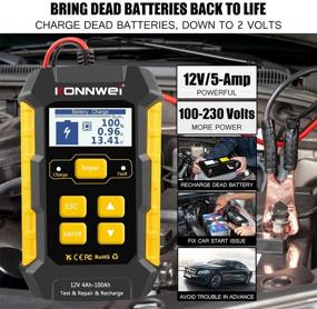 img 1 attached to KONNWEI KW510 12V 5-Amp Smart Charger with Car Battery Tester - 3 in 1 Automotive Pulse Repair Maintainer, Trickle Charger Battery Desulfator with Temperature Compensation