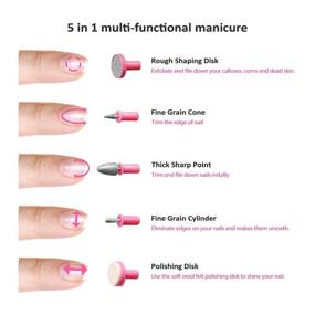 img 3 attached to 💅 Electric Pink Manicure Drill Nail Buffer and File Shaper Trimmer with Cuticle Buffer for Fingernail and Toenail Care