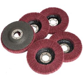 img 2 attached to 🪓 5-Piece 4.5-Inch x 7/8-Inch Nylon Fiber Flap Disc Polishing Grinding Wheel Set, Scouring Pad Buffing Wheel for Angle Grinder, Polishing Tools (Grit 320)