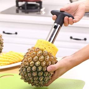 img 2 attached to 🍍 Yiwoo Pineapple Peeler Handheld Fruit Slicer Stainless Steel | Advanced Pineapple Slice Remover and Core Remover