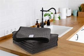 img 2 attached to KinHwa Microfiber Dish Cloths 6 Pack - Gray, Absorbent 12x12 Dish Rags for Kitchen Dishes