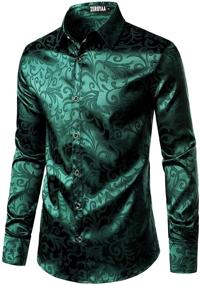 img 4 attached to ZEROYAA Luxury Jacquard Wedding ZLCL27 Black Men's Shirt: Style and Elegance Combined