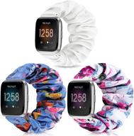 shuyo scrunchie versa watch bands: stylish replacement wristband accessories for versa 2/versa/versa lite/se/versa special - soft fabric elastic strap for women and girls logo