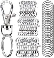 🔗 pack of 100 swivel snap hooks with key rings - premium metal lobster claw clasps in assorted sizes (large, medium, small) for keychain clip lanyard, jewelry making, crafts - silver logo