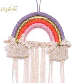 img 1 attached to NICROLANDEE Rainbow Tassels Hair Bows Holder: Organize Baby Hair Accessories with this Decorative Wall Hanger for Girls' Room (Purple Orange)