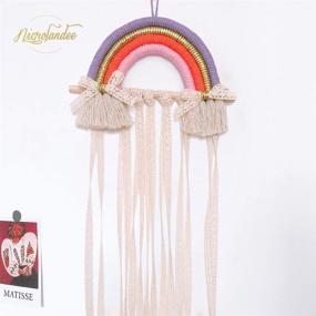 img 3 attached to NICROLANDEE Rainbow Tassels Hair Bows Holder: Organize Baby Hair Accessories with this Decorative Wall Hanger for Girls' Room (Purple Orange)