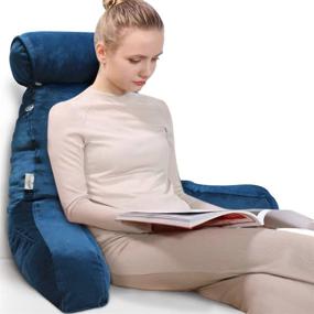 img 4 attached to 📚 mittaGonG Shredded Foam Reading Pillow with Detachable Neck Roll & Big Bed Backrest Pillow: The Ultimate Back Support for Relaxing, Gaming, Reading, or Watching TV