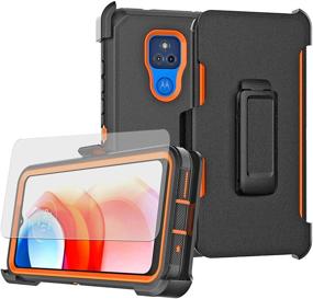 img 4 attached to 📱 PhuLok Moto G Play (2021) Case: Heavy Duty Armor Shockproof Protection with Belt Clip Holster, Black/Orange
