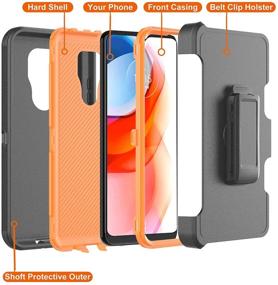 img 3 attached to 📱 PhuLok Moto G Play (2021) Case: Heavy Duty Armor Shockproof Protection with Belt Clip Holster, Black/Orange