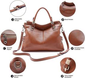 img 2 attached to 👜 TOMCHAN Women's Genuine Leather Satchel Handbags Purse - Fashionable Ladies Tote Shoulder Crossbody Bag