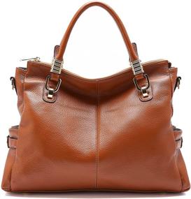 img 4 attached to 👜 TOMCHAN Women's Genuine Leather Satchel Handbags Purse - Fashionable Ladies Tote Shoulder Crossbody Bag