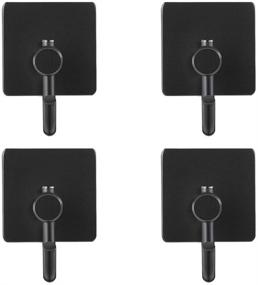 img 1 attached to 🔑 XIGOO Black Self Adhesive Wall Key Hook Bath Towel Hooks Stick on Wall Mount Hooks Hanging Robe Key Coat, Super Strong Heavy Duty Bathroom Kitchen Stainless Steel Hooks, 4 Pack" - "XIGOO Black Self Adhesive Wall Key Hook Towel Hooks Stick on Robe Coat Hanger, Heavy Duty Bathroom Kitchen Stainless Steel Hooks, 4 Pack