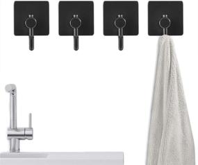 img 3 attached to 🔑 XIGOO Black Self Adhesive Wall Key Hook Bath Towel Hooks Stick on Wall Mount Hooks Hanging Robe Key Coat, Super Strong Heavy Duty Bathroom Kitchen Stainless Steel Hooks, 4 Pack" - "XIGOO Black Self Adhesive Wall Key Hook Towel Hooks Stick on Robe Coat Hanger, Heavy Duty Bathroom Kitchen Stainless Steel Hooks, 4 Pack