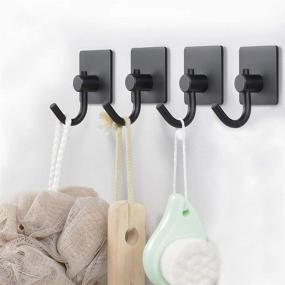 img 2 attached to 🔑 XIGOO Black Self Adhesive Wall Key Hook Bath Towel Hooks Stick on Wall Mount Hooks Hanging Robe Key Coat, Super Strong Heavy Duty Bathroom Kitchen Stainless Steel Hooks, 4 Pack" - "XIGOO Black Self Adhesive Wall Key Hook Towel Hooks Stick on Robe Coat Hanger, Heavy Duty Bathroom Kitchen Stainless Steel Hooks, 4 Pack